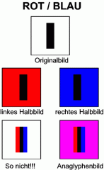 Rot/Blau bei hellem Hintergrund